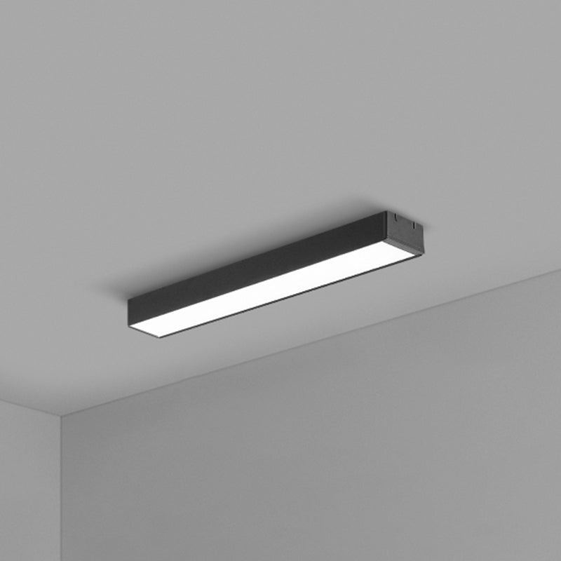 Rectangular Flush Mount Recessed Lighting Modern Aluminum Office Ceiling Light in Black