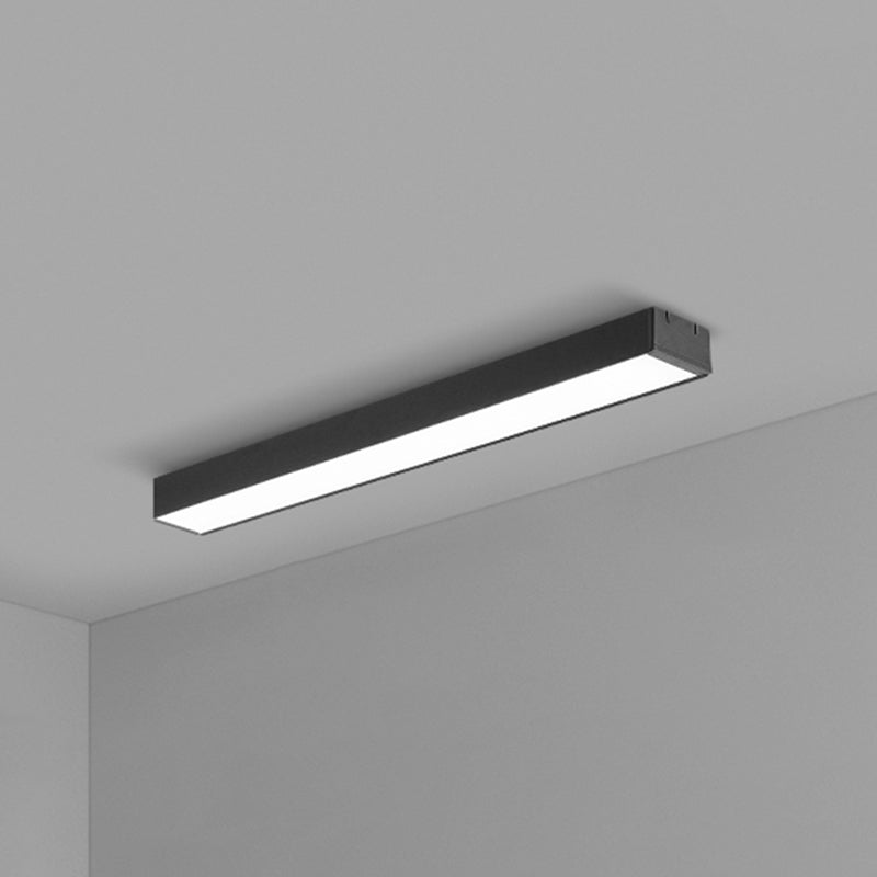 Rectangular Flush Mount Recessed Lighting Modern Aluminum Office Ceiling Light in Black