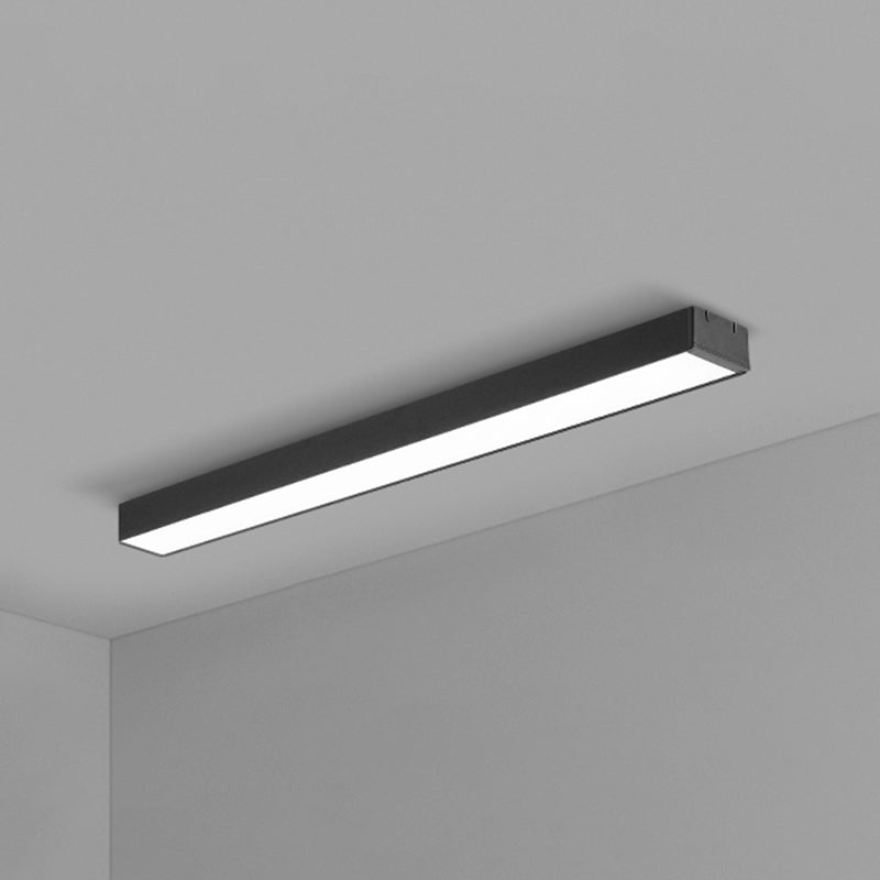 Rectangular Flush Mount Recessed Lighting Modern Aluminum Office Ceiling Light in Black