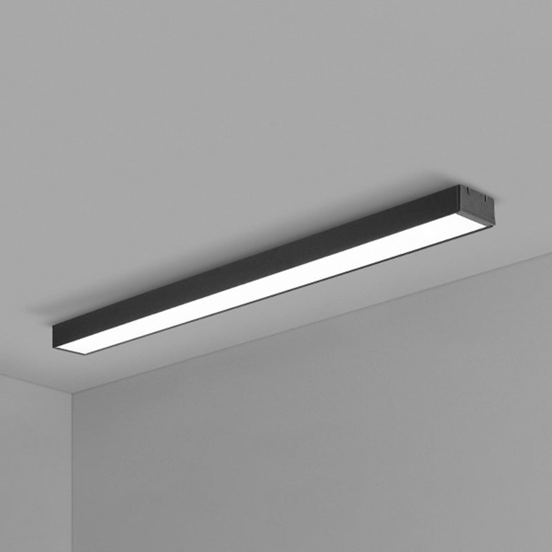 Rectangular Flush Mount Recessed Lighting Modern Aluminum Office Ceiling Light in Black
