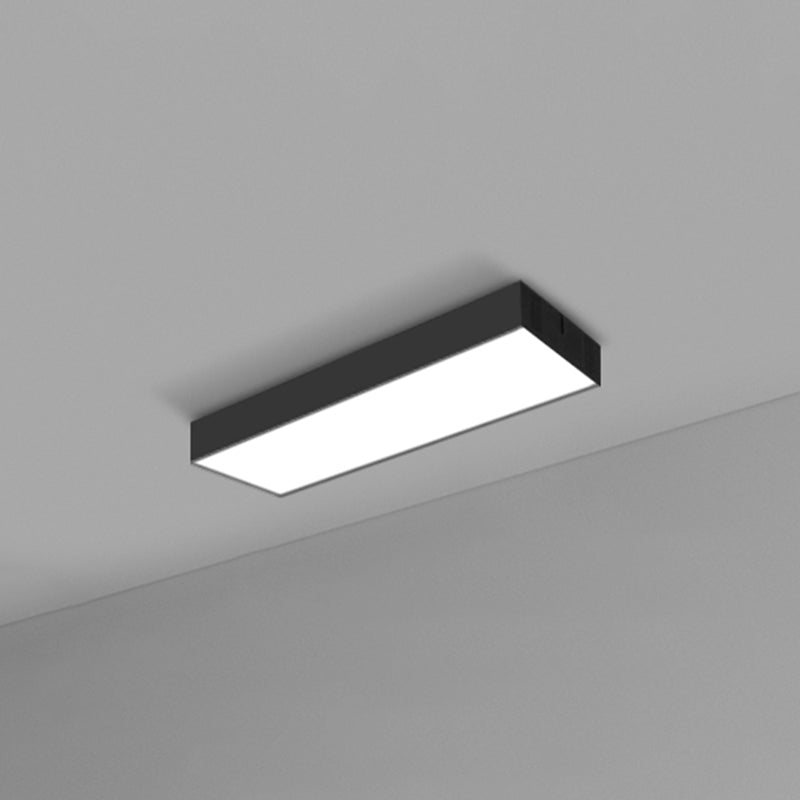 Rectangular Flush Mount Recessed Lighting Modern Aluminum Office Ceiling Light in Black