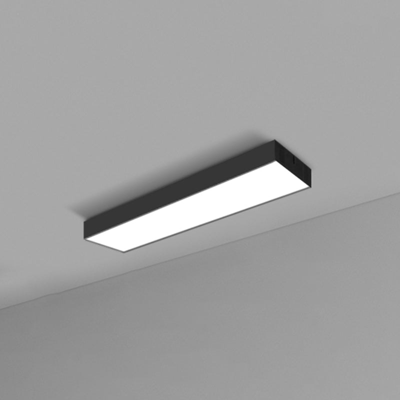 Rectangular Flush Mount Recessed Lighting Modern Aluminum Office Ceiling Light in Black