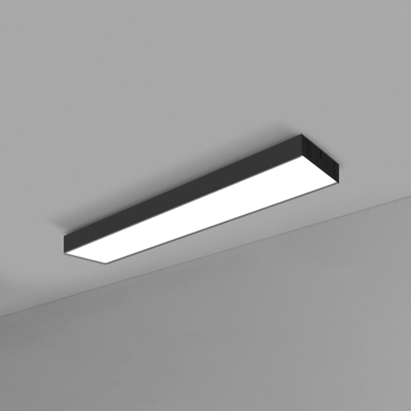 Rectangular Flush Mount Recessed Lighting Modern Aluminum Office Ceiling Light in Black