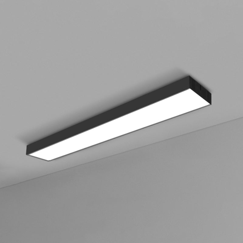 Rectangular Flush Mount Recessed Lighting Modern Aluminum Office Ceiling Light in Black