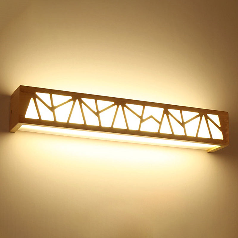 Noordse rechthoekige sconce verlichting houten led badkamer wand gemonteerde lamp in beige
