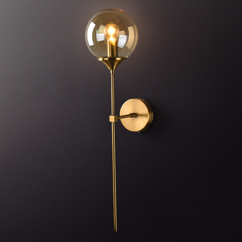 Messing potloodarm wandlamp postmodern 1 kop metalen sconce licht met kogelglasschaduw