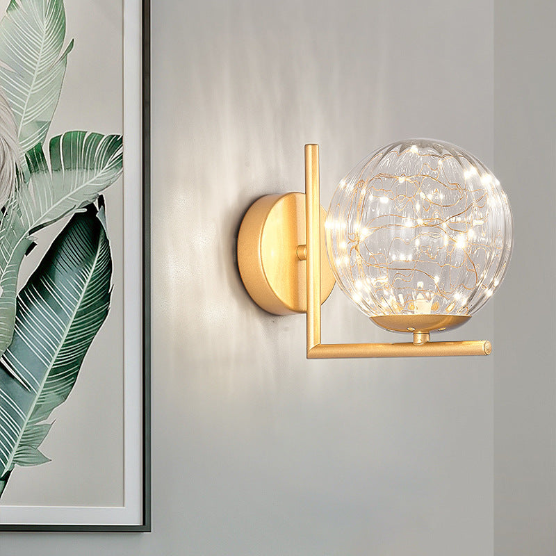 Glas Mini Globe Wall SCONCE Designer Stijl LED Wandbevestiging Lichtmontage voor slaapkamer