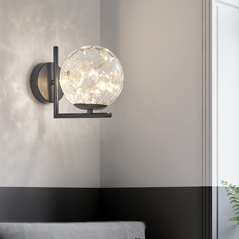 Glas Mini Globe Wall SCONCE Designer Stijl LED Wandbevestiging Lichtmontage voor slaapkamer