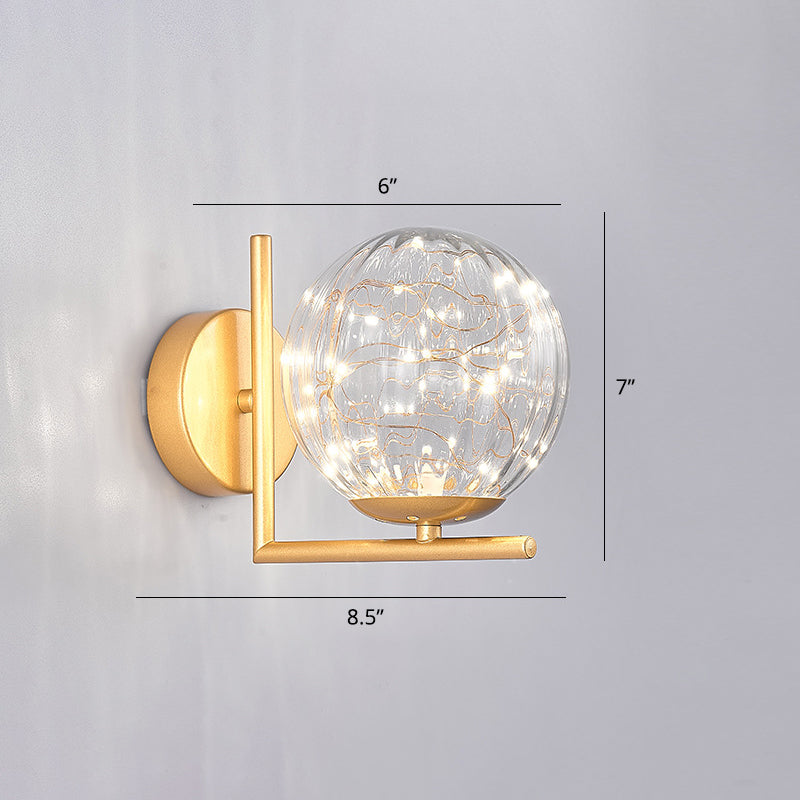 Glas Mini Globe Wall SCONCE Designer Stijl LED Wandbevestiging Lichtmontage voor slaapkamer