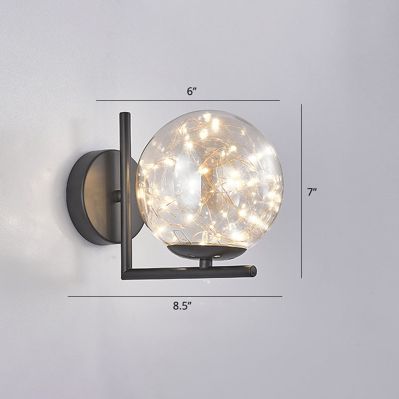 Glas Mini Globe Wall SCONCE Designer Stijl LED Wandbevestiging Lichtmontage voor slaapkamer