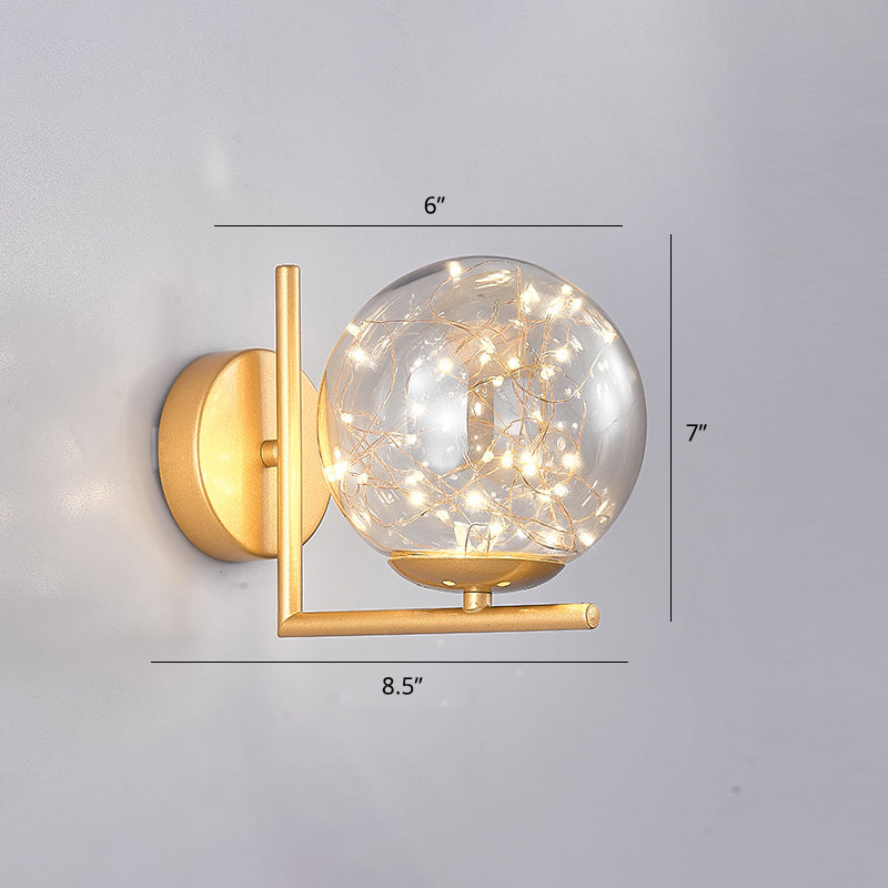 Glas Mini Globe Wall SCONCE Designer Stijl LED Wandbevestiging Lichtmontage voor slaapkamer