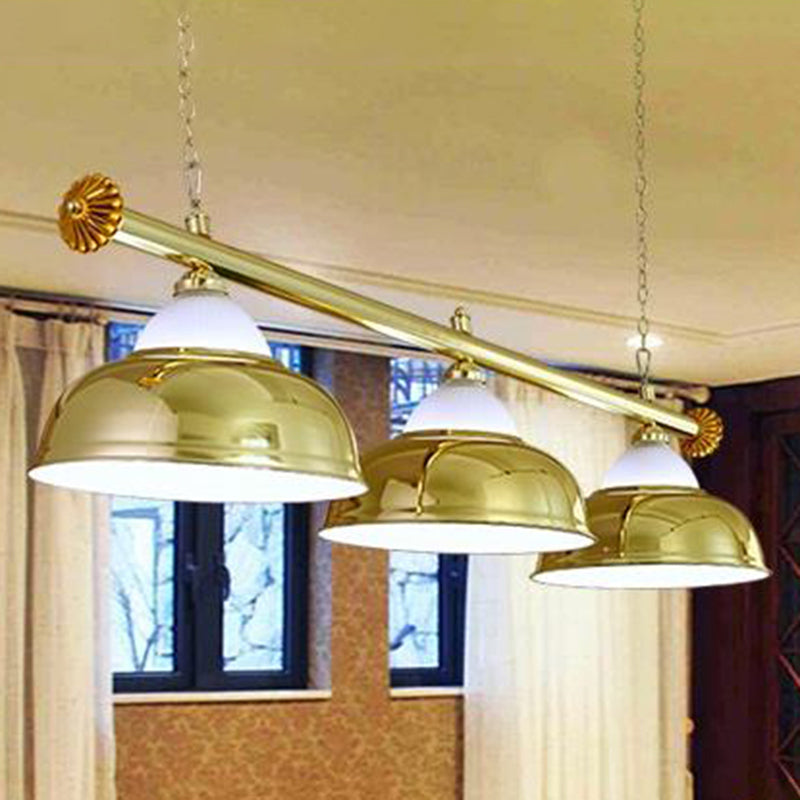 Metal Mirrored Bowl Island Pendant Light Industrial Billiard Room Suspended Lighting Fixture
