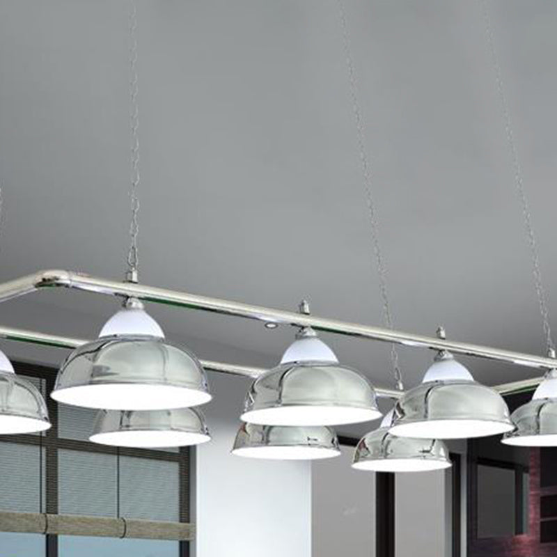 Metal Mirrored Bowl Island Pendant Light Industrial Billiard Room Suspended Lighting Fixture