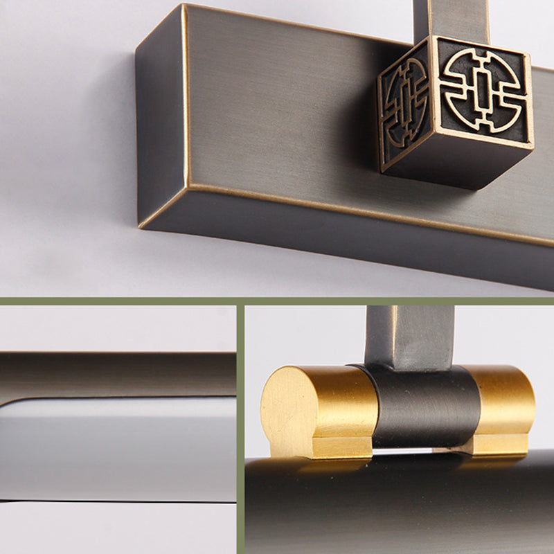 Luce a specchio vanity a LED tubolare tradizionale seme di illuminazione da parete regolabile in metallo nero tradizionale