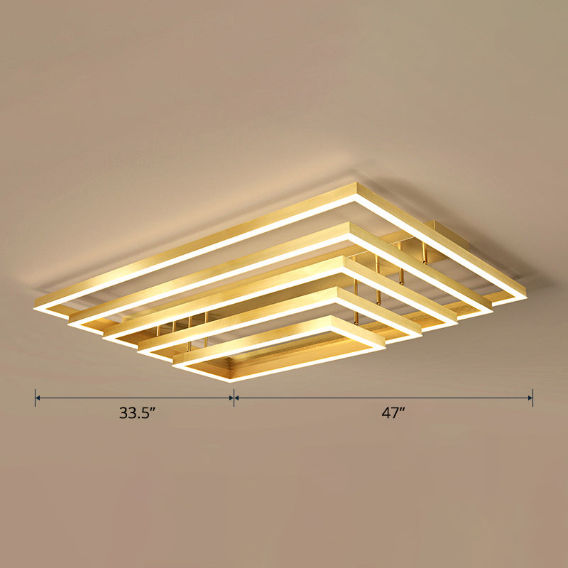 Plafonnier LED rectangulaire réglable, salon contemporain en aluminium, proche du plafonnier