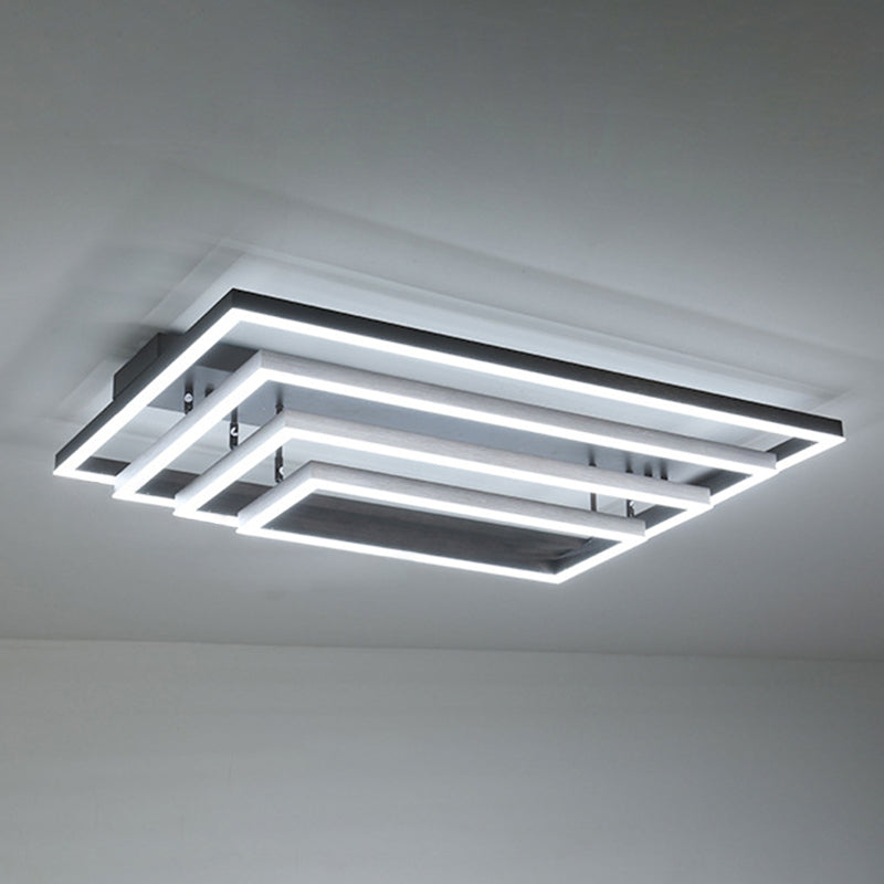 Plafonnier LED rectangulaire réglable, salon contemporain en aluminium, proche du plafonnier