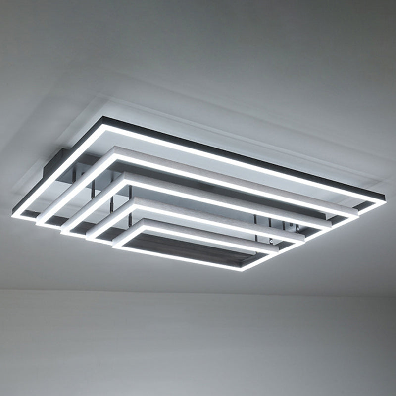 Plafonnier LED rectangulaire réglable, salon contemporain en aluminium, proche du plafonnier