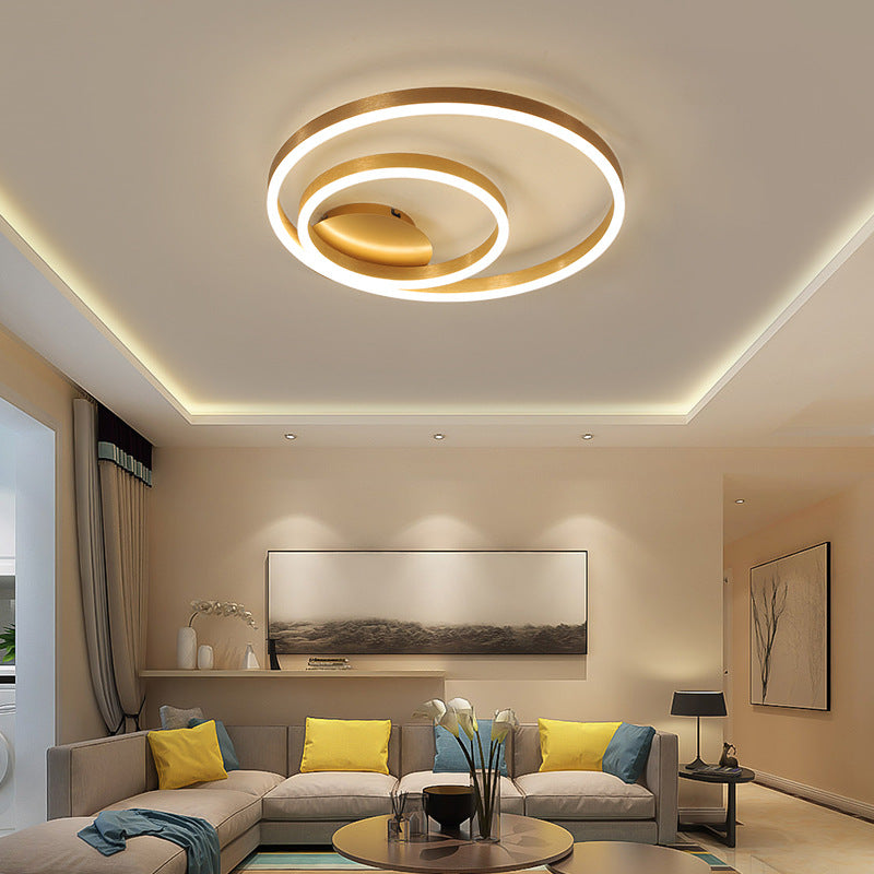 Circular Aluminum Ceiling Mounted Fixture Minimalistic Gold Flush Mount LED Light for Bedroom