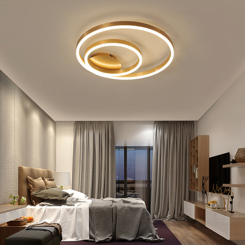 Circular Aluminum Ceiling Mounted Fixture Minimalistic Gold Flush Mount LED Light for Bedroom