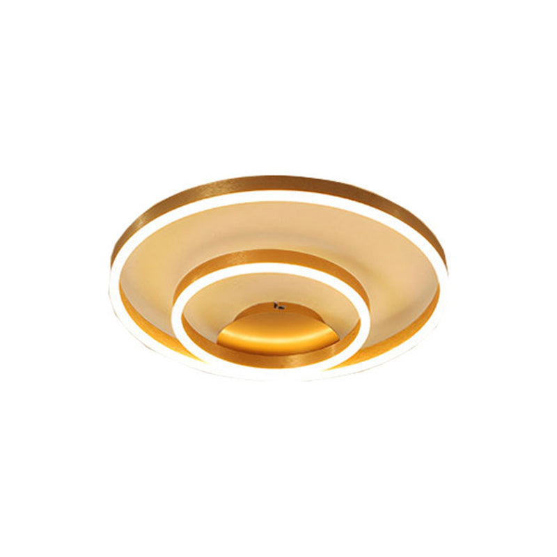 Circular Aluminum Ceiling Mounted Fixture Minimalistic Gold Flush Mount LED Light for Bedroom