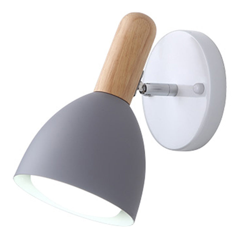 Childrens Style Bell Shaped Sconce Metal 1-Bulb Bedroom Reading Wall Lamp with Pivot Joint