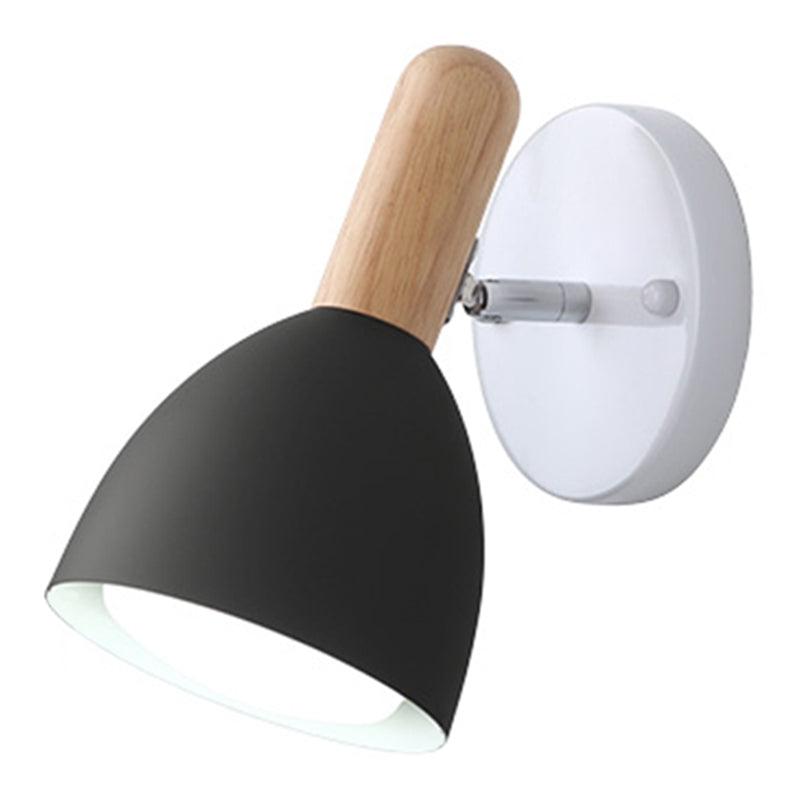 Childrens Style Bell Shaped Sconce Metal 1-Bulb Bedroom Reading Wall Lamp with Pivot Joint