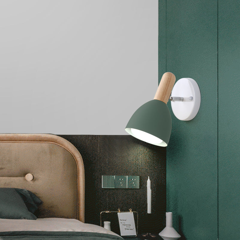Childrens Style Bell Shaped Sconce Metal 1-Bulb Bedroom Reading Wall Lamp with Pivot Joint