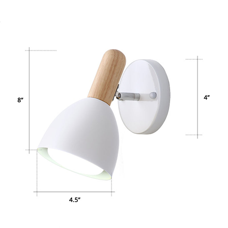 Childrens Style Bell Shaped Sconce Metal 1-Bulb Bedroom Reading Wall Lamp with Pivot Joint