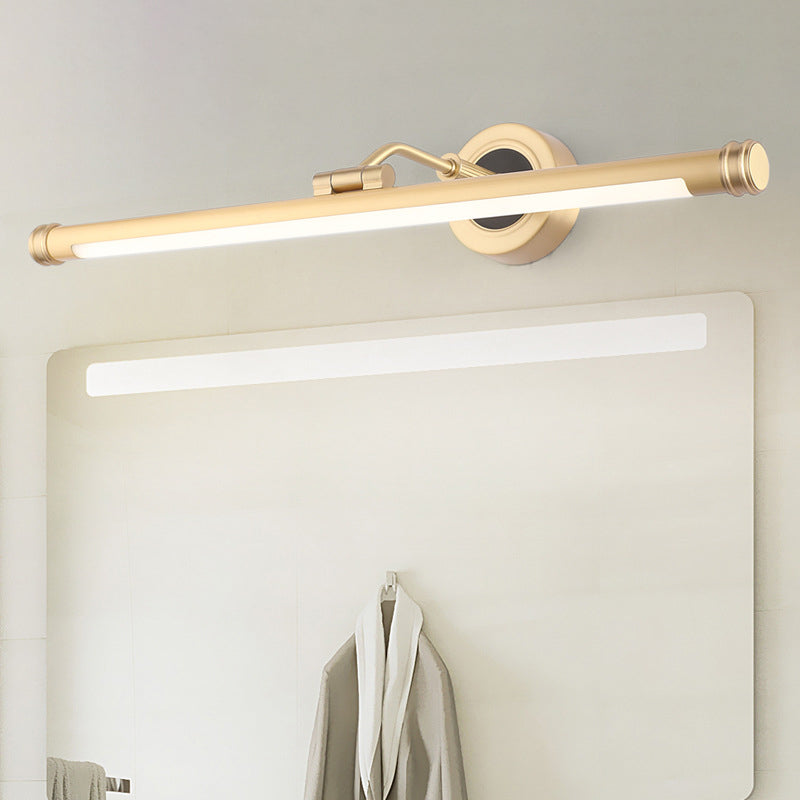 Traditional Pole Shaped Vanity Light Metal LED Sconce Light Fixture with Adjustable Arm