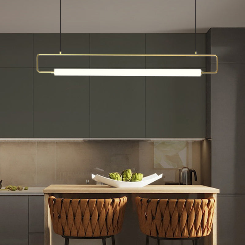 Rectangular Dining Room Island Pendant Metal Minimalism LED Hanging Ceiling Light