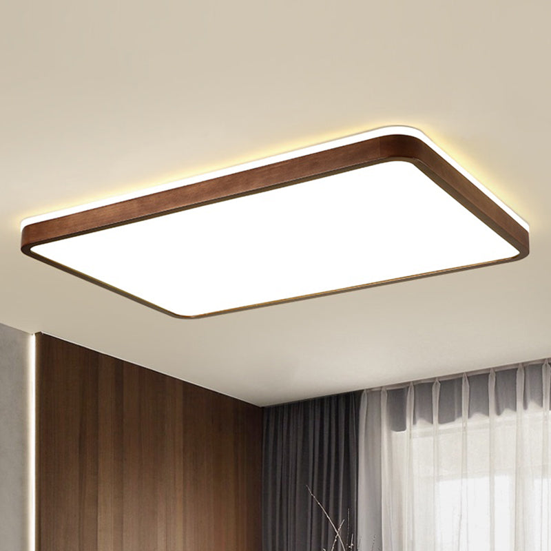 Bruine geometrische inbouwplafondlamp Minimalistische LED houten inbouwverlichting voor slaapkamer