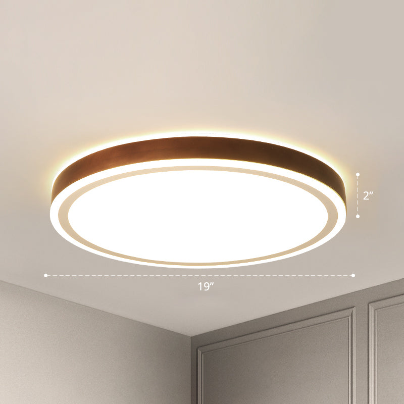 Bruine geometrische inbouwplafondlamp Minimalistische LED houten inbouwverlichting voor slaapkamer