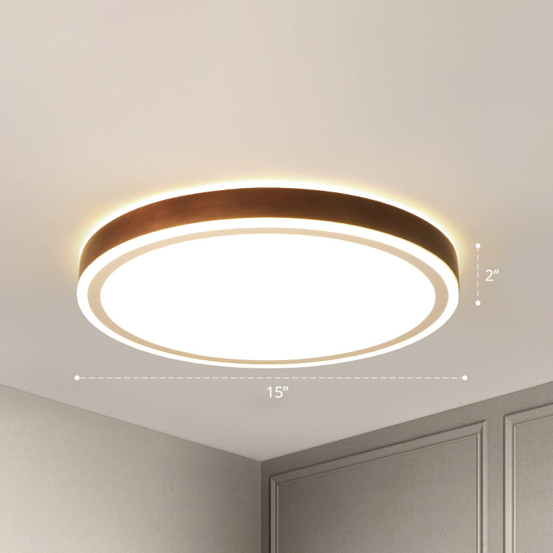 Bruine geometrische inbouwplafondlamp Minimalistische LED houten inbouwverlichting voor slaapkamer
