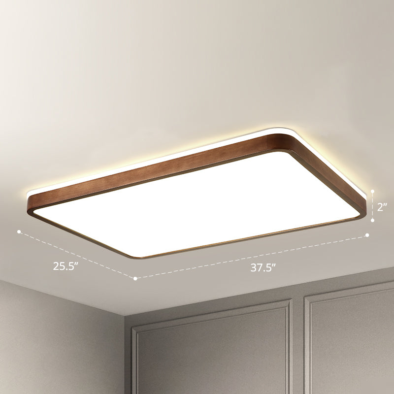 Bruine geometrische inbouwplafondlamp Minimalistische LED houten inbouwverlichting voor slaapkamer