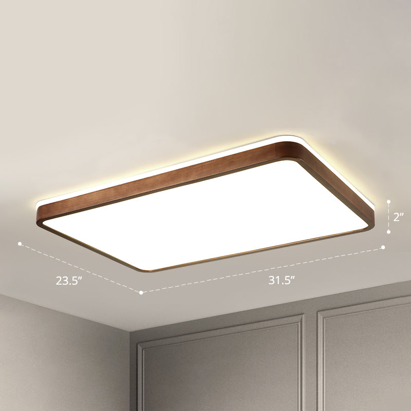 Bruine geometrische inbouwplafondlamp Minimalistische LED houten inbouwverlichting voor slaapkamer