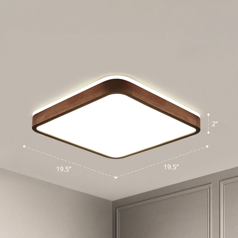 Bruine geometrische inbouwplafondlamp Minimalistische LED houten inbouwverlichting voor slaapkamer