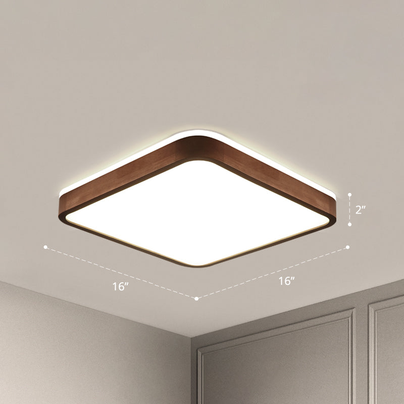 Bruine geometrische inbouwplafondlamp Minimalistische LED houten inbouwverlichting voor slaapkamer