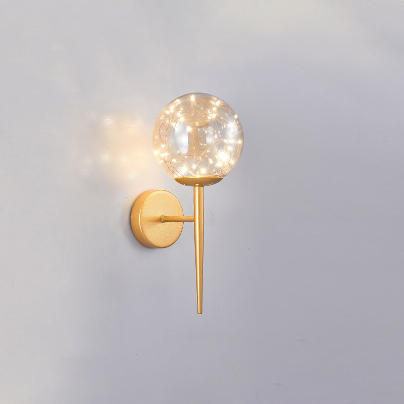 Living Room LED Sconce Lamp Nordic Starry Wall Light Fixture with Ball Glass Shade