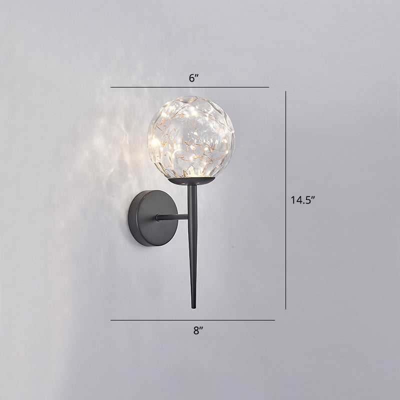 Living Room LED Sconce Lamp Nordic Starry Wall Light Fixture with Ball Glass Shade