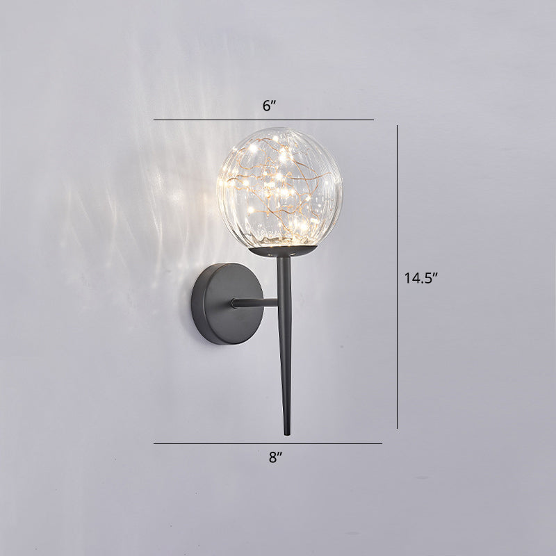 Living Room LED Sconce Lamp Nordic Starry Wall Light Fixture with Ball Glass Shade