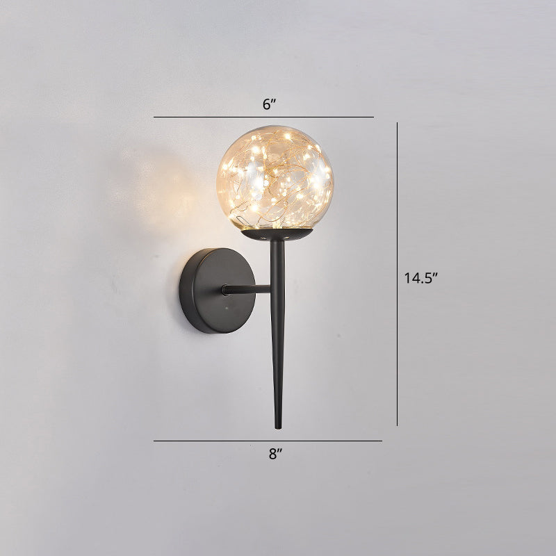 Living Room LED Sconce Lamp Nordic Starry Wall Light Fixture with Ball Glass Shade