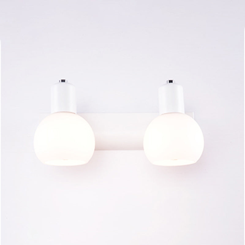 Dome Bath Vanity Light Fixture Minimalistic Satin Opal Glass Wall Mounted Lighting