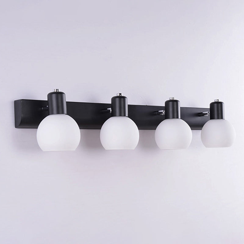 Dome Bath Vanity Light Fixture Minimalistic Satin Opal Glass Wall Mounted Lighting