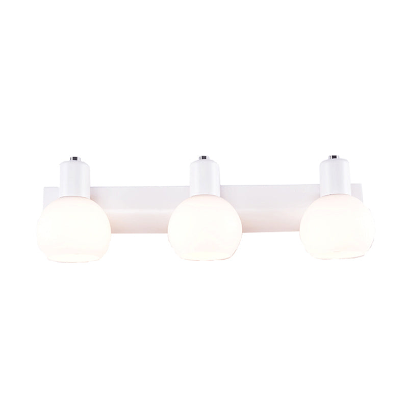 Dome Bath Vanity Light Fixture Minimalistic Satin Opal Glass Wall Mounted Lighting