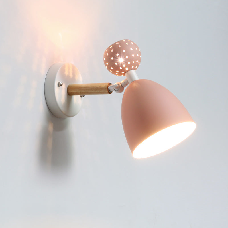 Creative Macaron Bell Wall Mount Light Metal 2-Light Bedside Wall Sconce with Star Cutouts