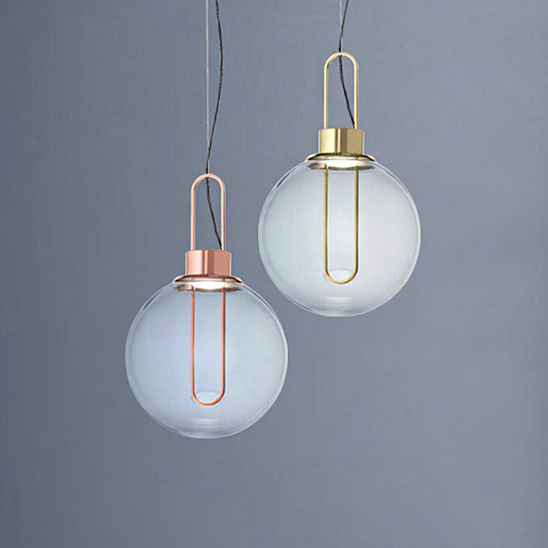 Sphere colgante modernista vidrio transparente 1 oro claro/cromo/oro rosa luz de techo colgante en luz blanca