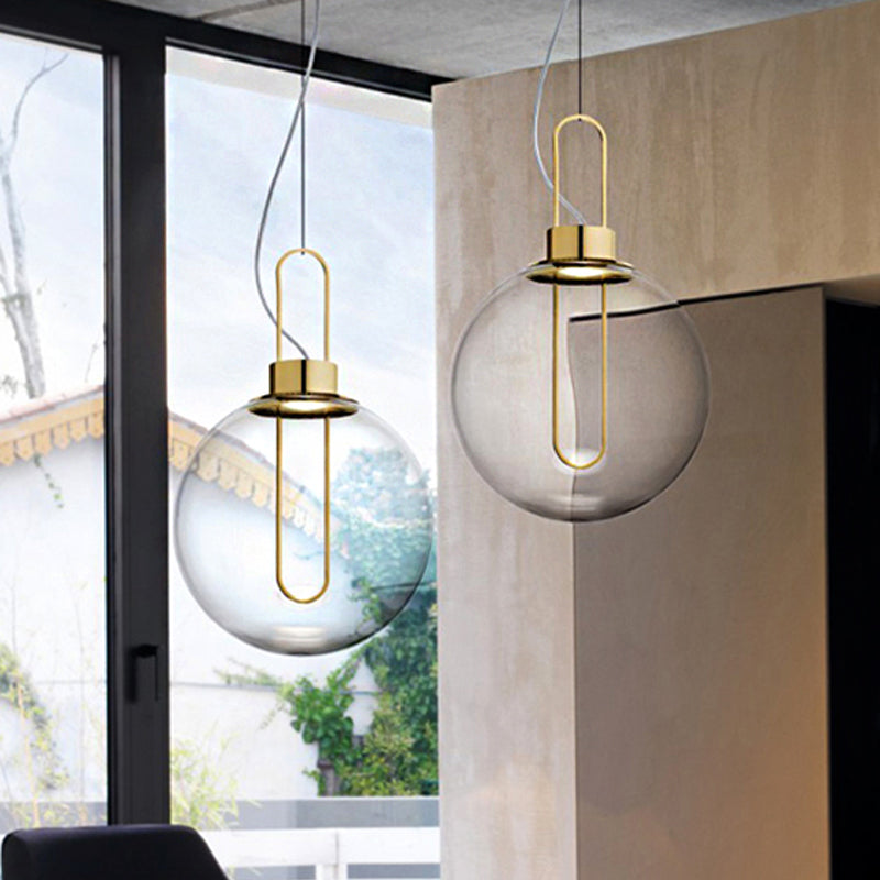 Sphere colgante modernista vidrio transparente 1 oro claro/cromo/oro rosa luz de techo colgante en luz blanca