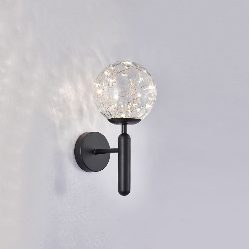Postmodern Wall Sconce Ball LED Starry Wall Lighting with Glass Shade for Bedroom