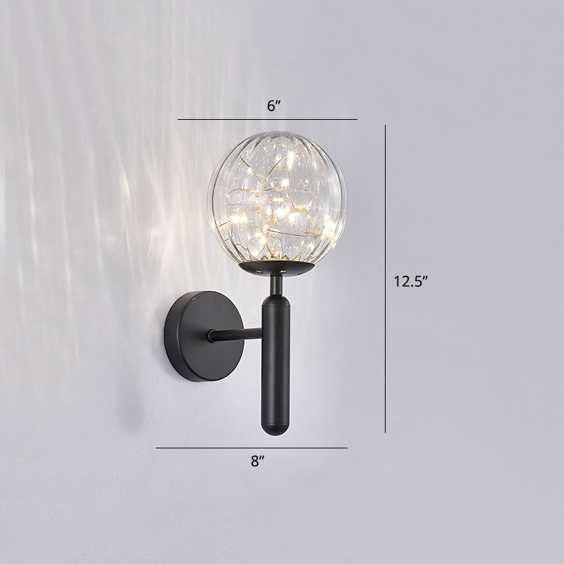 Postmodern Wall Sconce Ball LED Starry Wall Lighting with Glass Shade for Bedroom