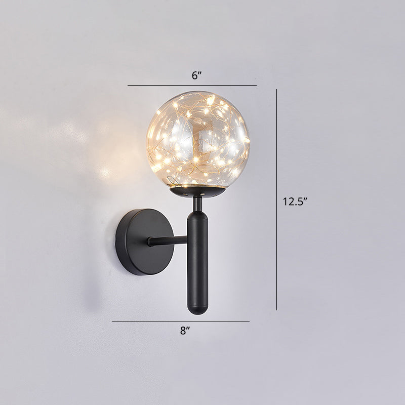 Postmodern Wall Sconce Ball LED Starry Wall Lighting with Glass Shade for Bedroom